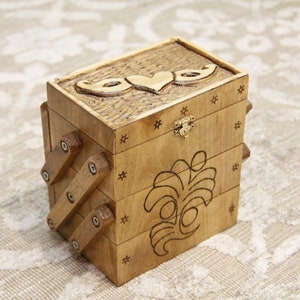 Handmade Jewelry Box, Vintage Jewelry Box, Wooden Jewelry Box, Warnished