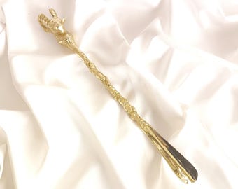 Messing Schuhlöffel, Handgefertigter Schuhlöffel, Langer Schuhlöffel, Ziegenfigur Schuhlöffel