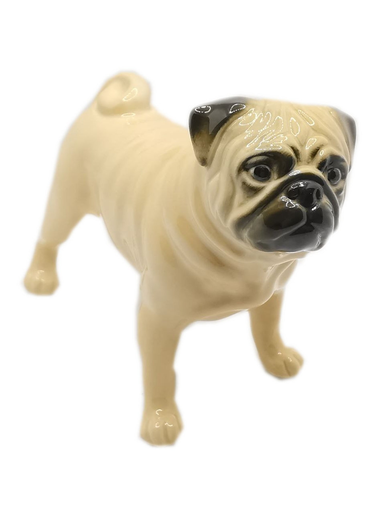 Porcelain pug figurine pug dog collectible home decoration | Etsy