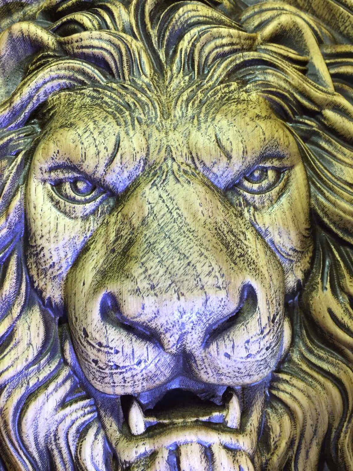 Panel Lion Head Wood Carving Wall Art Picture Wall | Etsy