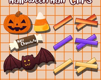 Halloween VTuber Hair Clip Set: Spooky PNG Accessories (Digital Download)