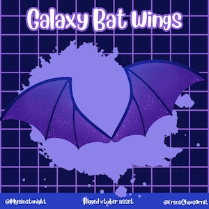 Rigged Bat Wings – Purple Galaxy VTuber Accessory | Glitter Effect Live2D Wings for VTube Studio