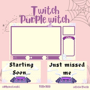Lila Hexe Stream Overlay / Süß Dunkel / Hexenästhetik / Webkamera / Rand / einfach / Tracking / Twitch