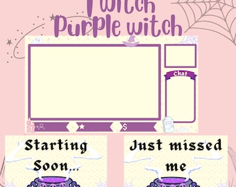 Purple Witch Twitch Overlay, Animated Streaming Bundle (Digital Download)