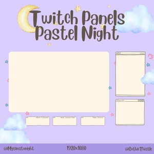 Pastel Night Stream Overlay: Kawaii Twitch Panels (Digital Download)