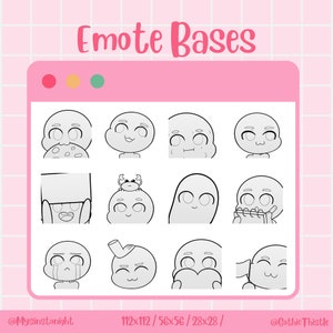 Chibi Emotes Base Pack – 17x Twitch & Discord DIY Emotes for Streamers | Cute Anime-Style PNGs