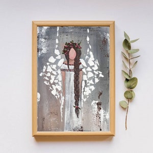 Angel painting Gift for Her Guardian Angel Original wall art Gift for her Easter gift idea