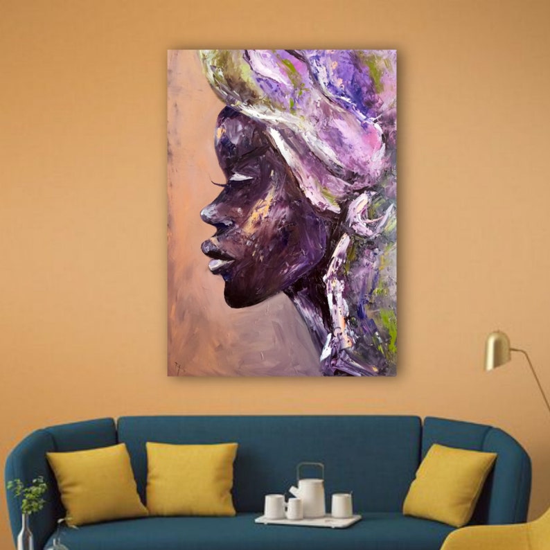 90 by 60cm Black Queen painting Original canvas art Black women painting 26 by 35