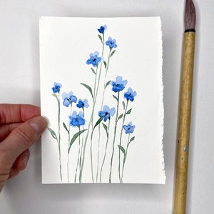 Vergissmeinnicht Malerei Original Aquarell Kleines Gemälde Blumen Aquarell