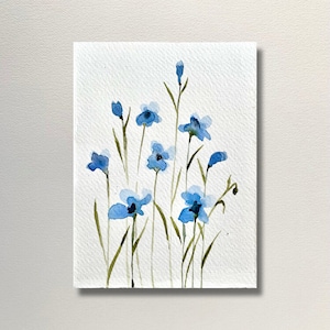 Forget me not painting Original watercolor Small painting Floral watercolor
