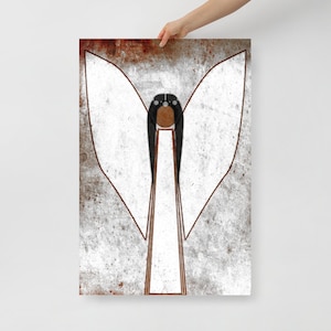 Angel painting Mid century modern art Mid century decor  Angel Wall Art Angel Christian art