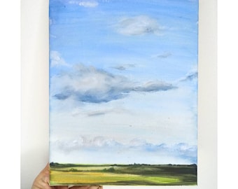 Sky painting Minimalist painting Meadow painting Original canvas painting Landscape painting Mountain landscape