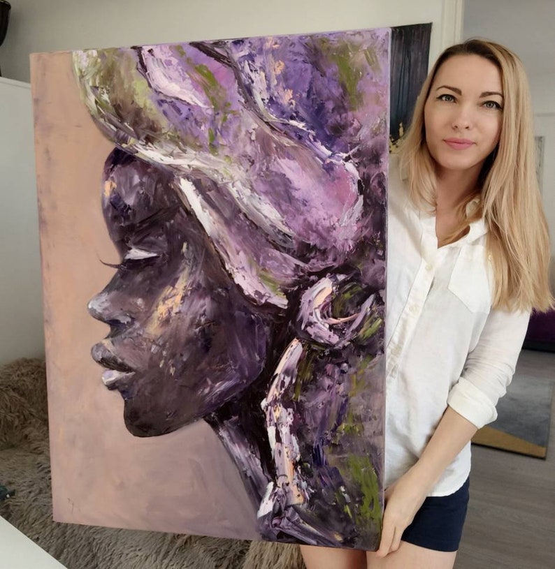 90 by 60cm Black Queen painting Original canvas art Black women painting 26 by 35
