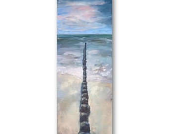 Seascape painting Original oil art Long vertical painting