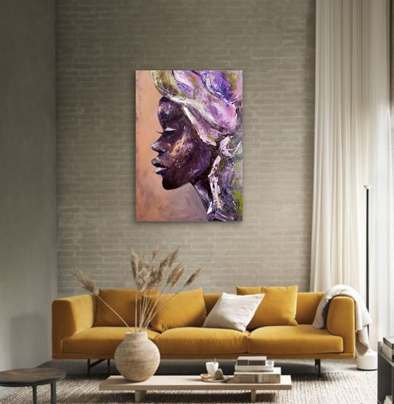 90 by 60cm Black Queen painting Original canvas art Black women painting 26 by 35