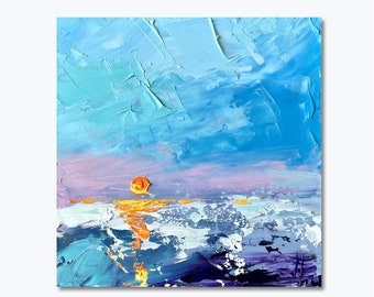 Seascape painting Original oil painting Small painting Ocean painting