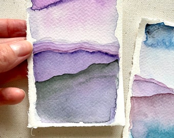 Seascape paintings Small watercolor Set of 2 Watercolor seascape Small painting Watercolor miniature