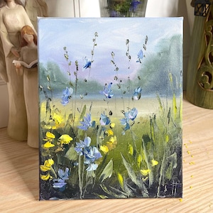 Meadow Painting Original Oil Wall Art Wildflower Painting Floral Wall Art Wildflowers Artwork Floral Gift