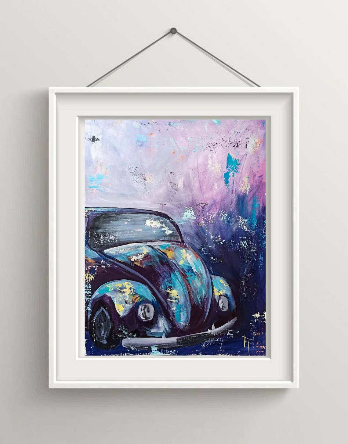 Volkswagen painting Retro car artwork Original art Car wall Etsy