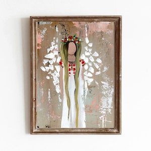Angel painting Ukrainian Embroidery Angel poster Ukrainian art Guardian Angel Christmas gift idea