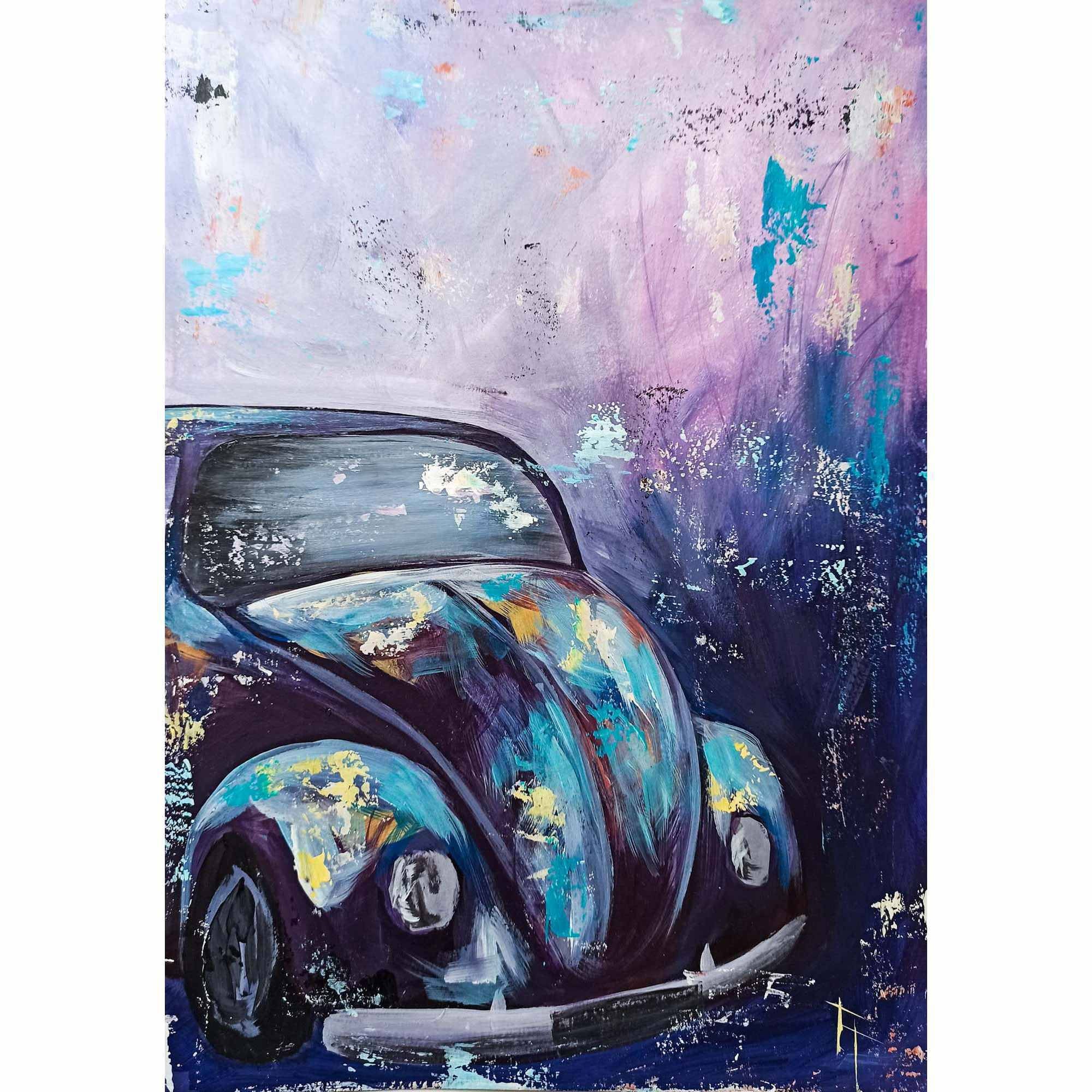 Volkswagen painting Retro car artwork Original art Car wall Etsy