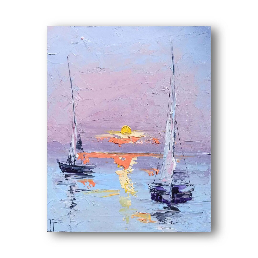ABEUTY Malen Nach Zahlen – „Rotes Segelboot“ Auf Leinwand 40x50 Cm, Inkl. Farben & Pinsel Für Kreative Entspannung