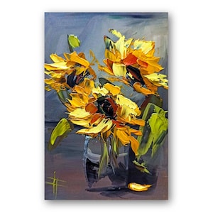 Sunflower painting Original oil painting Sunflower Gift
