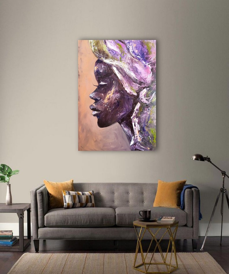 90 by 60cm Black Queen painting Original canvas art Black women painting 26 by 35