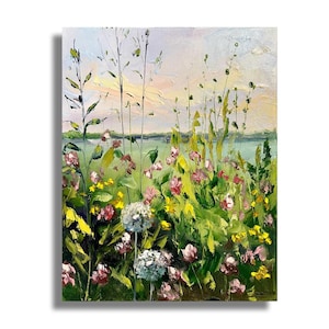 Meadow Painting Original Oil Wall Art Wildflower Painting Floral Wall Art Wildflowers Artwork Floral Gift