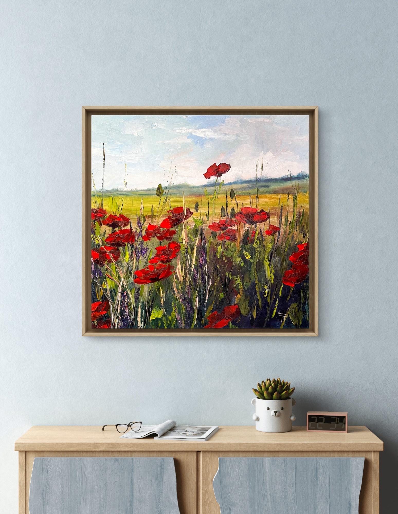 Textured Poppies Oil Painting: Original Floral Landscape Art - Etsy