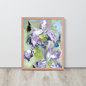 Irises painting Flowers Poster Abstract flowers painting Floral poster Purple poster
