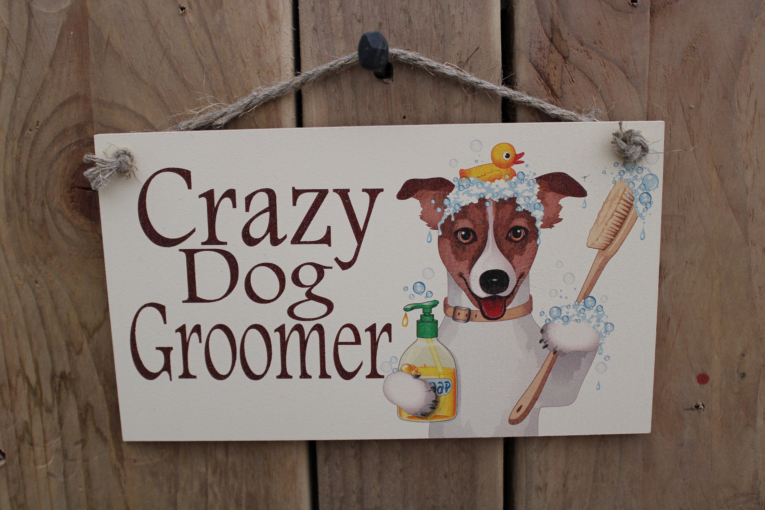 Funny wooden sign crazy dog groomer grooming Etsy