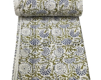 Indio Kantha edredón king tamaño algodón mano bloque impresión Kantha ropa de cama manta edredón reina / doble tamaño colcha Boho indio verano edredón