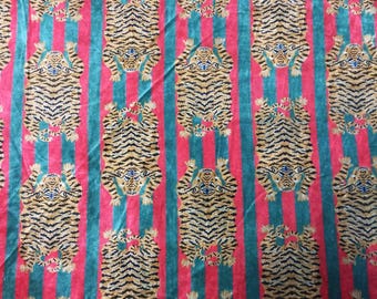 Tiger Print Velvet Fabric: Indian Animal Design, Home Decor By The Yard