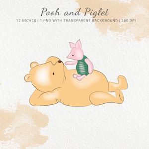 Classic Pooh & Piglet Clipart, Winnie Pooh Friends, Baby Shower Clipart, Nursery PNG Clipart, Birthday Decor, Invitation, Digital Download