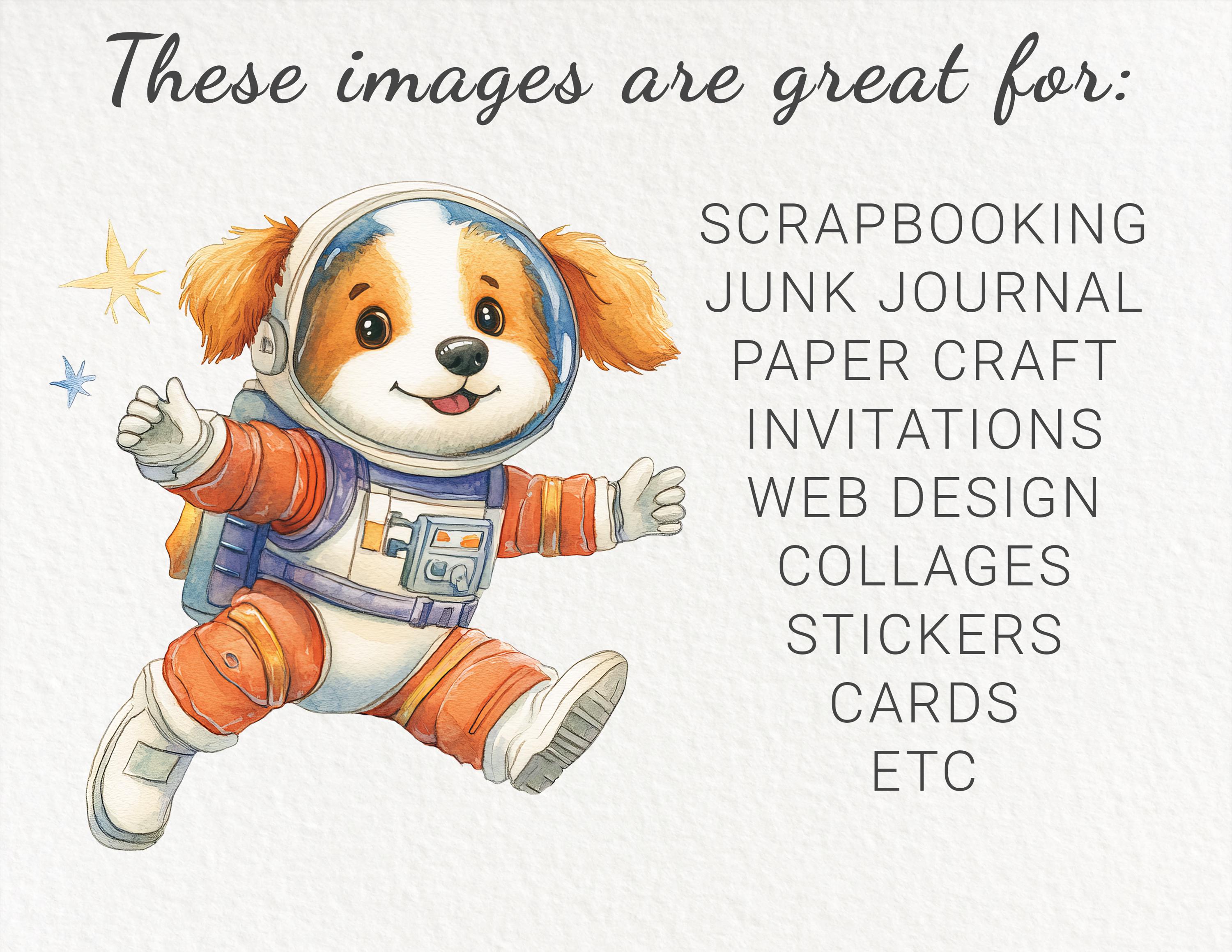 Watercolor Astronaut Dog Clipart – Puppy Space PNG, Nursery Art ...