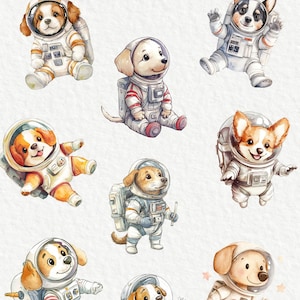 Watercolor Astronaut Dog Clipart – Puppy Space PNG, Nursery Art ...
