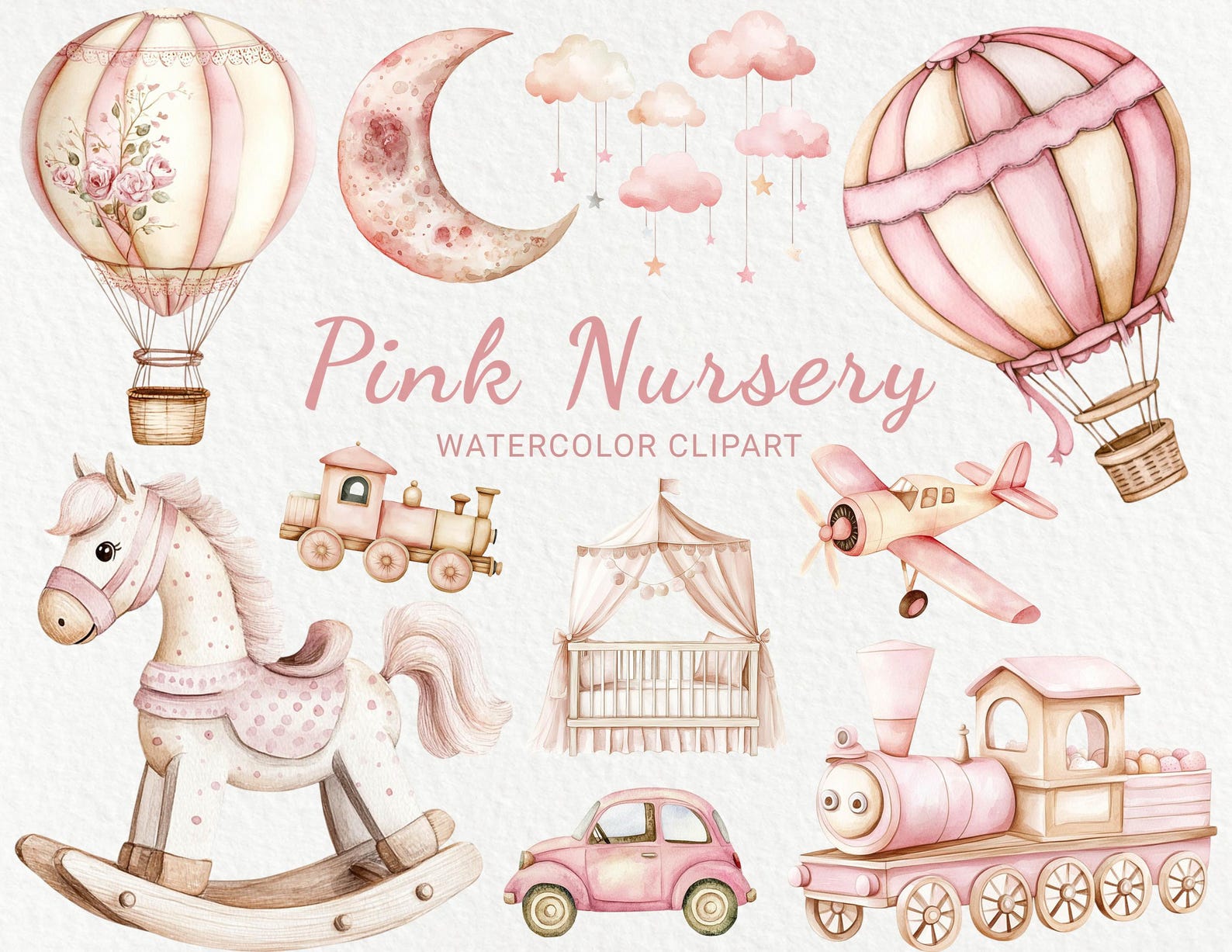 Pink Nursery Watercolor Clipart – Baby Shower PNG (digital Download) - Etsy