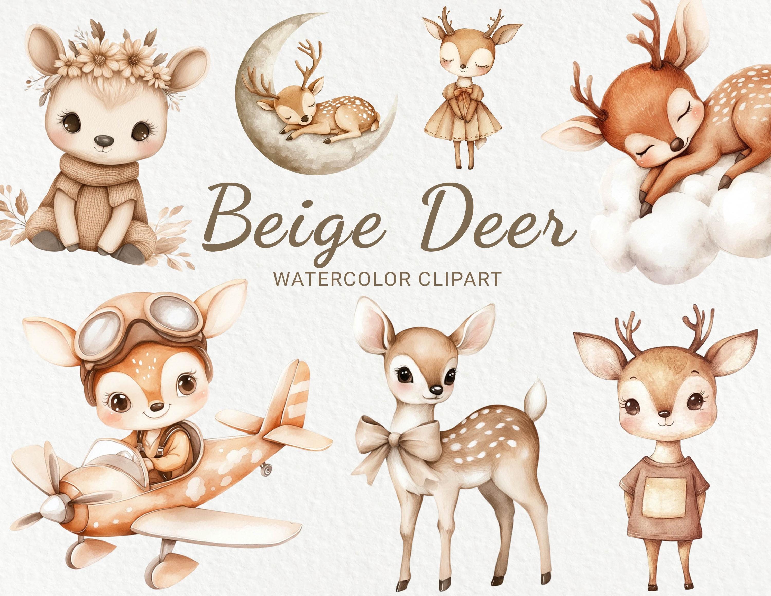 Deer Nursery Watercolor Clipart – Woodland Animals PNG (digital ...
