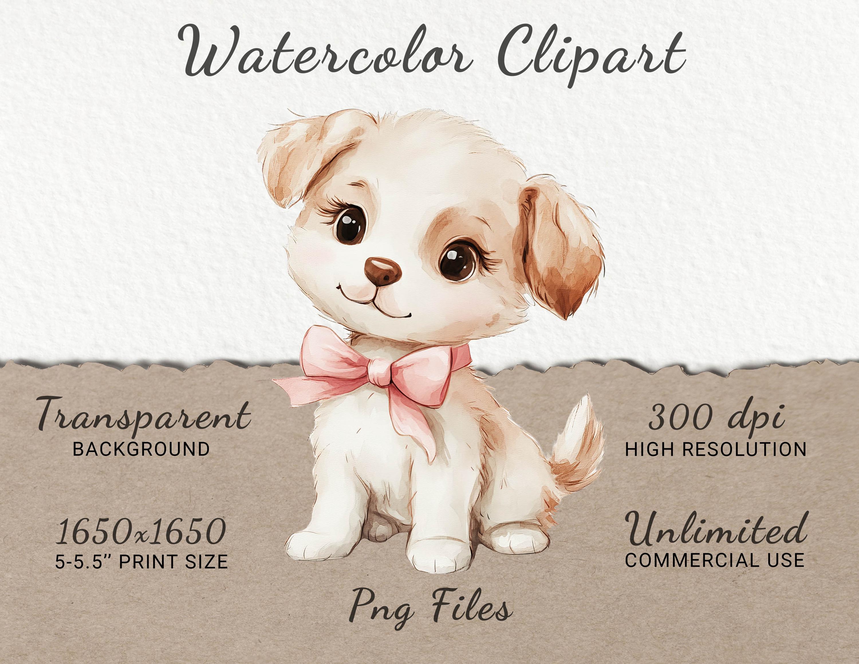 Pink Dog Nursery Watercolor Clipart - 24 PNG Cute Fairy Animals Decor ...