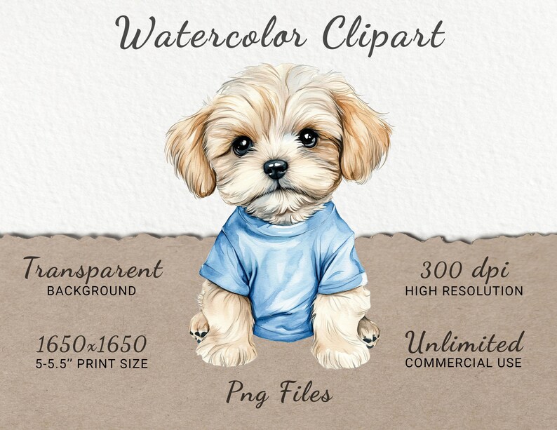 Blue Dog Watercolor Clipart - 24 PNG Cute Fairy Animals Decor, Nursery ...