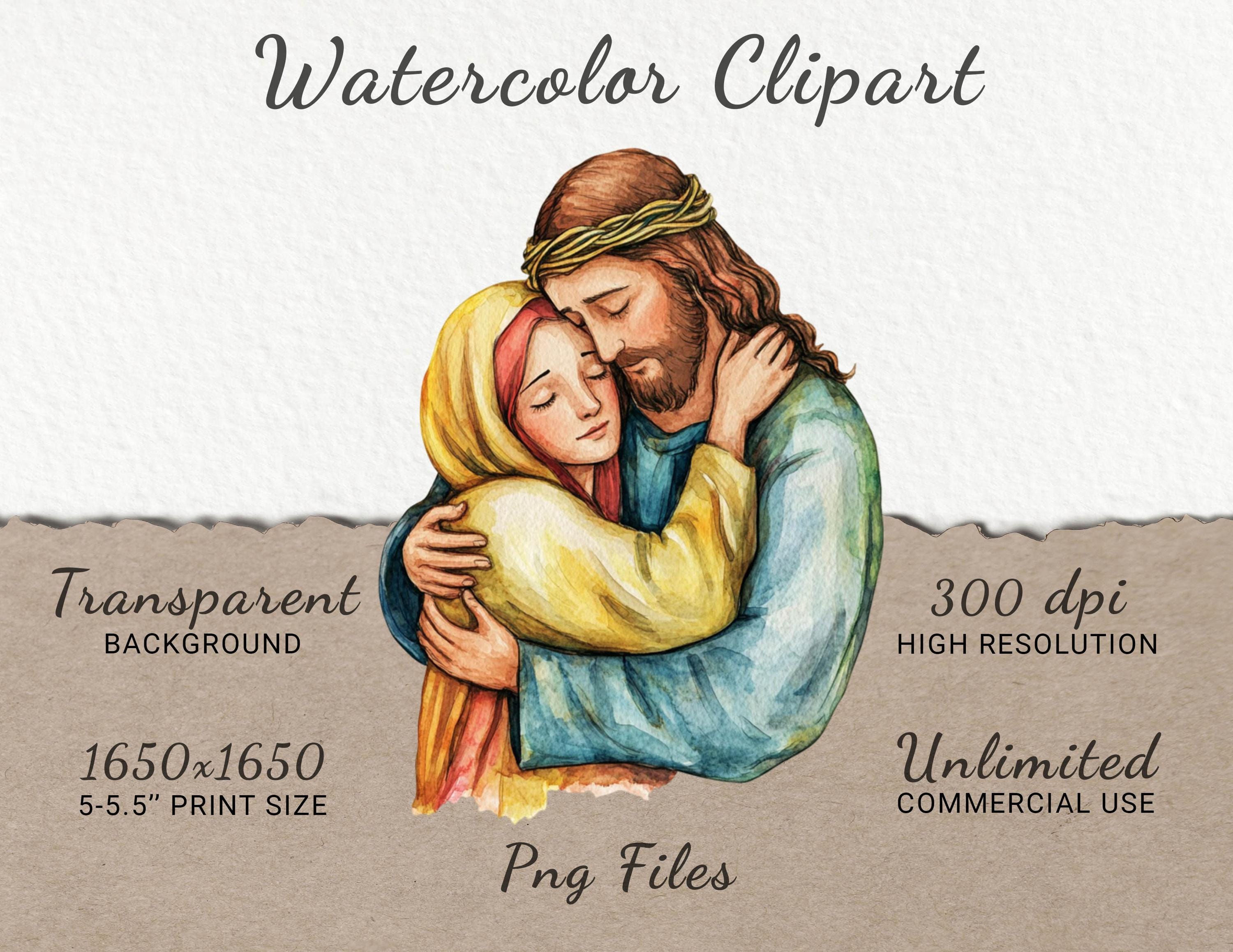 Watercolor Jesus Clipart – 24 PNG Christian Images (digital Download ...