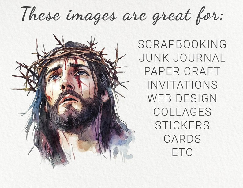 Watercolor Jesus Clipart – 24 PNG Christian Images (digital Download ...