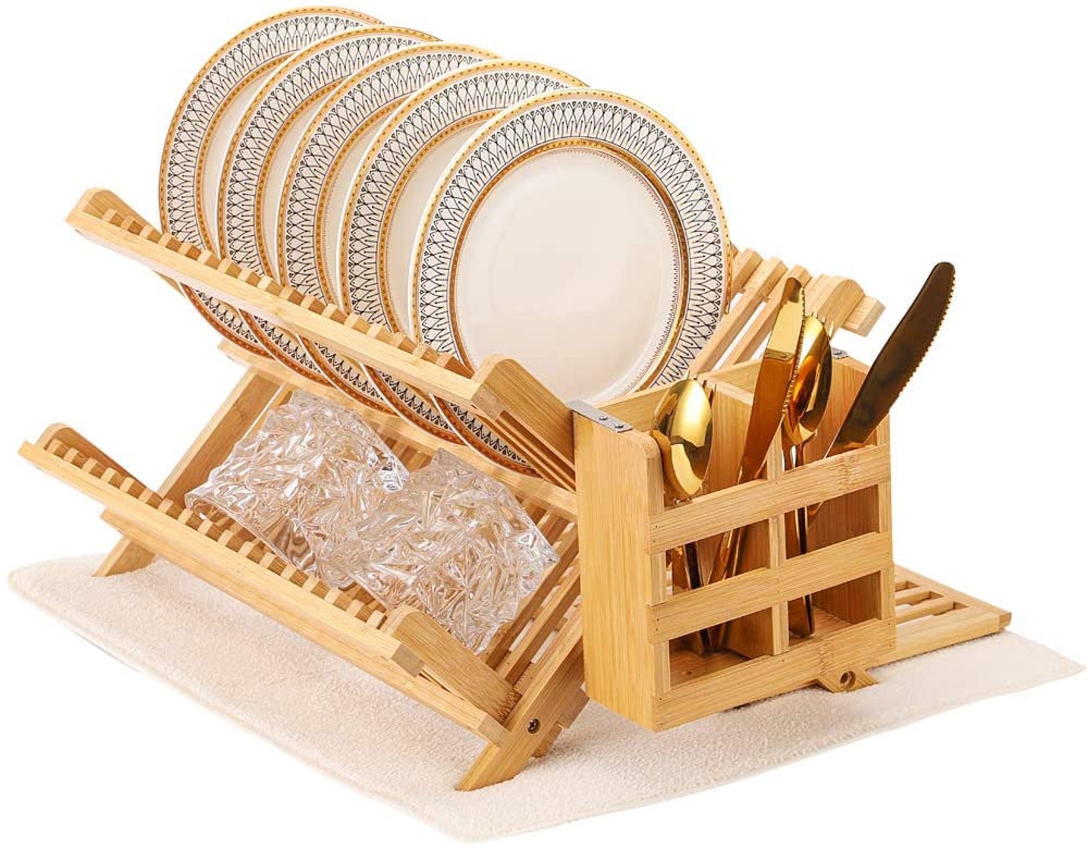 Bamboo Dish Rack Dish Drying Rack Large 3 Tier Bamboo Dish Etsy