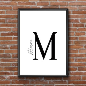 Inicial personalizada / Impresión de nombre / Regalo de amigo / Regalo de foto inicial / Impresión de pared de dormitorio / Regalo de cumpleaños / Regalo de Navidad / Decoración de dormitorio