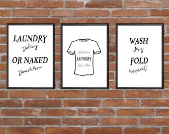 Set of 3 Laundry Room Wall Prints | Wall Art | Laundry Decor | Housewarming | New Home Gift | Birthday / Christmas Gift - 6x4 up to A3 size