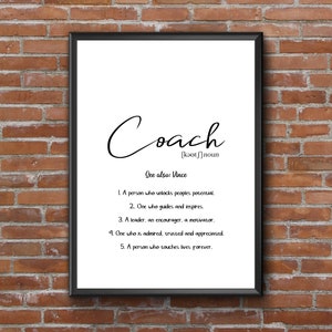 Stampa murale personalizzata Coach / Stampa ispiratrice / Regalo Coach / Regalo fotografico allenatore di netball / danza / Stampa allenatore di calcio