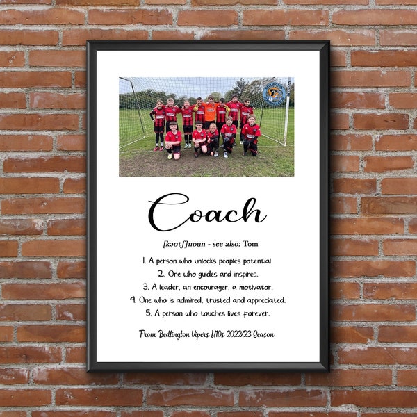 Coach Personalised Wall Print | Inspirational Print | Coach Gift | Netball / Dancing Coach Photo Gift | Football Coach Print