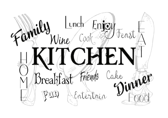 Kitchen Word Art Wall Print Kitchen Decor Family, Wine, Lunch, Cook, Enjoy,  Feast, Eat, Home, Breakfast, Fun, Friends, Dinner, Food - Etsy