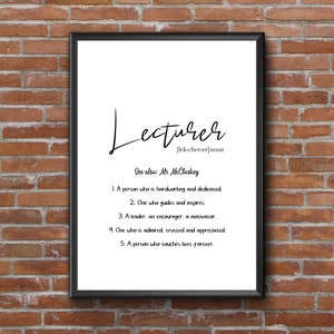 Lecturer Personalised Print | Lecturer gift | Lecturer thank you gift | Inspirational Print | Lecturer Photo Gift | Lecturer Present